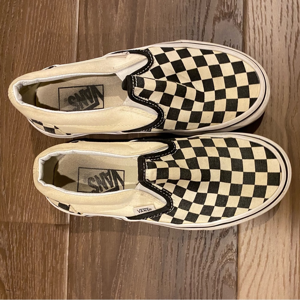 Checkered black and white vans